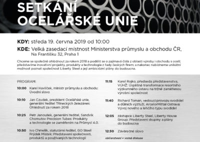 Každoroční setkání Ocelářské unie na Ministerstvu průmyslu a obchodu