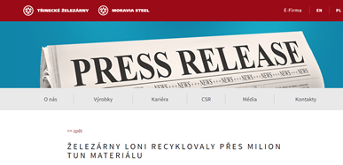 Třinecké železárny loni recyklovaly přes milion tun materiálu